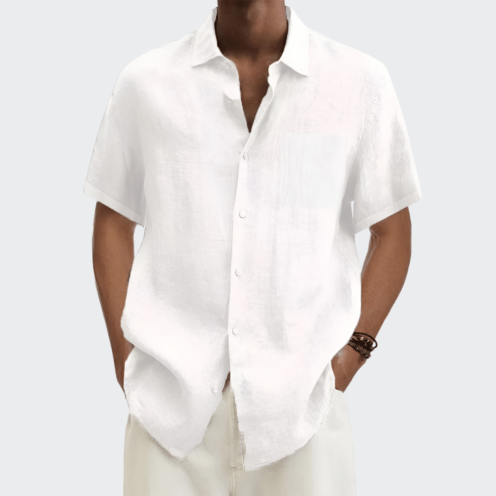 Camisa Masculina de Linho de Manga Curta