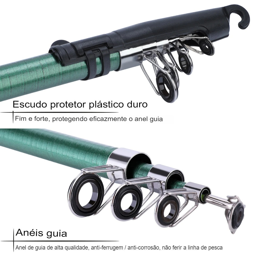 Kit Pesca Completo - Vara 1.80M e Molinete 5.2:1 + Brinde - Arrasto Max 5Kg