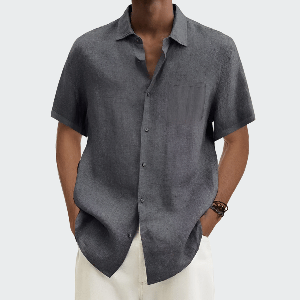 Camisa Masculina de Linho de Manga Curta