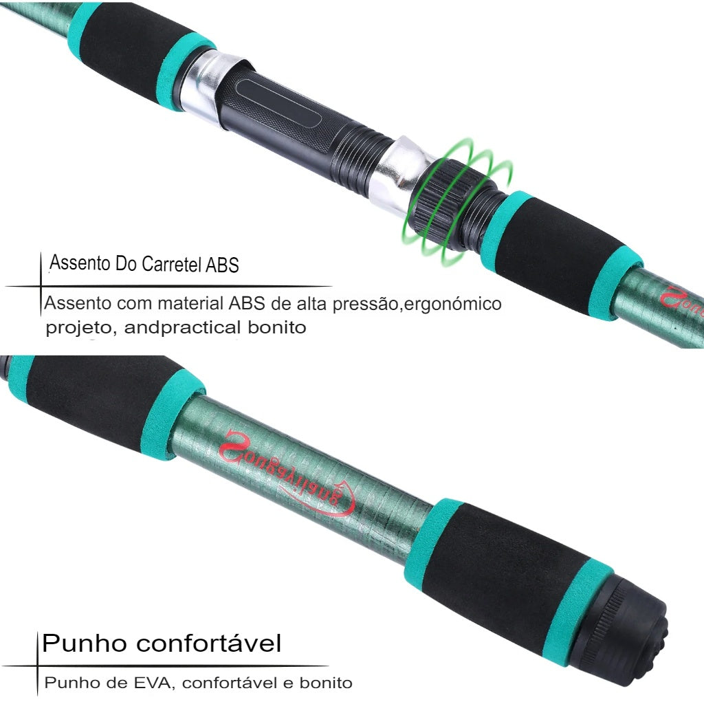 Kit Pesca Completo - Vara 1.80M e Molinete 5.2:1 + Brinde - Arrasto Max 5Kg