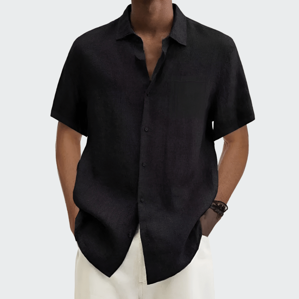 Camisa Masculina de Linho de Manga Curta