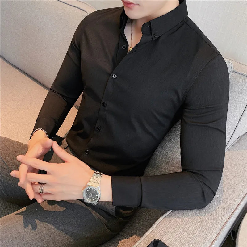 Camisa Masculina Social Britânica Elasticidade Vercc
