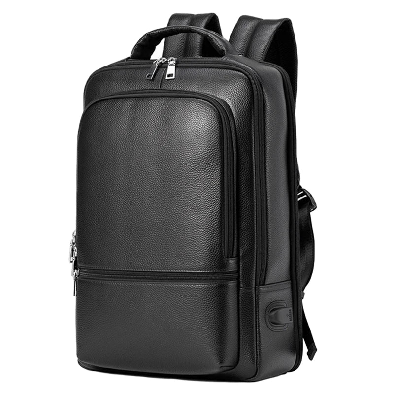 Mochila Masculina Vercc de Couro 15.6 Polegadas