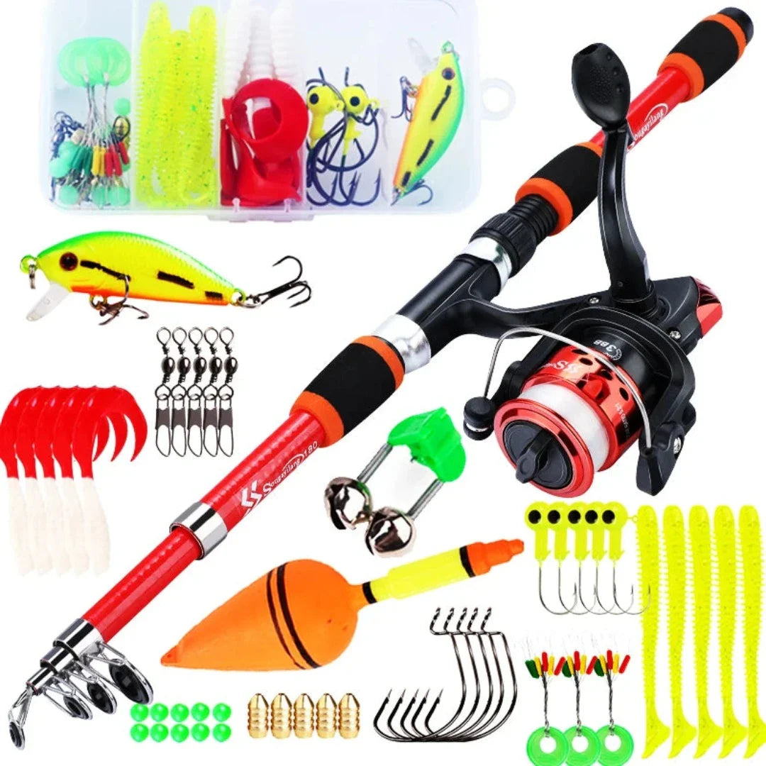 Kit Pesca Completo - Vara 1.80M e Molinete 5.2:1 + Brinde - Arrasto Max 5Kg