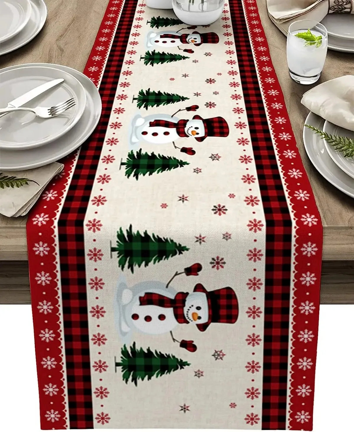 Decoração de Natal Corredores de Mesa em Linho - Natal Vercc