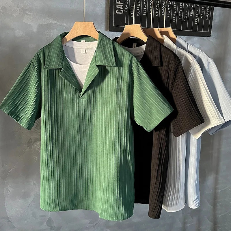 Camisa Masculina Cubana Manga Curta Básica - Estilo Praia