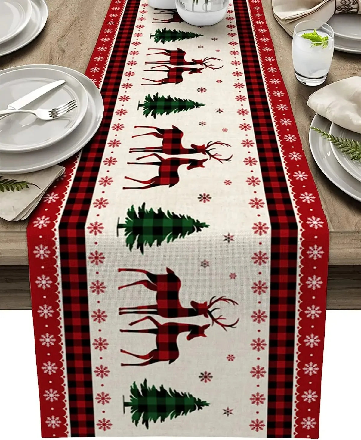 Decoração de Natal Corredores de Mesa em Linho - Natal Vercc