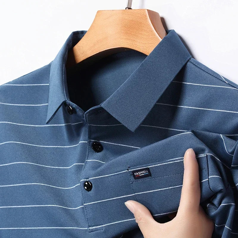 Camisa Masculina Clássica Vercc Wear Listrada - Algodão - Estilo Empresarial
