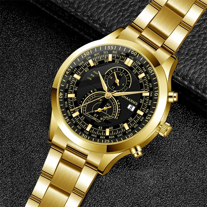 Relógio Shaarms Luxuoso + Bracelete Masculino