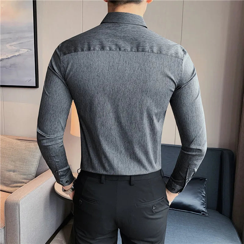 Camisa Masculina Social Britânica Elasticidade Vercc