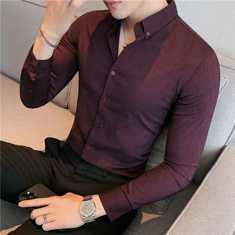 Camisa Masculina Social Britânica Elasticidade Vercc
