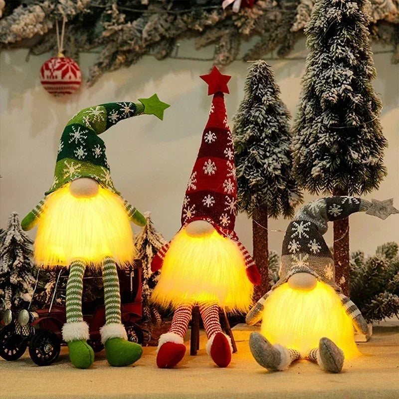 Decoração de Natal Gnomos com Led - Artesanato de Tricô - Natal Vercc