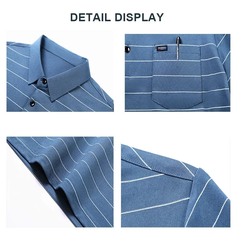 Camisa Masculina Clássica Vercc Wear Listrada - Algodão - Estilo Empresarial
