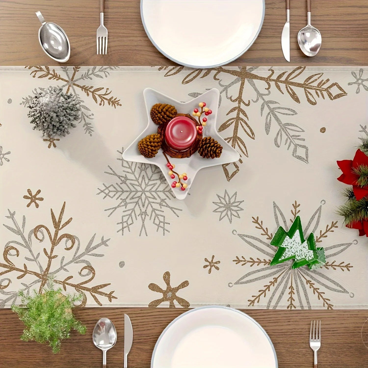 Corredores de Mesa Floco de Neve - Decoração de Natal Vercc