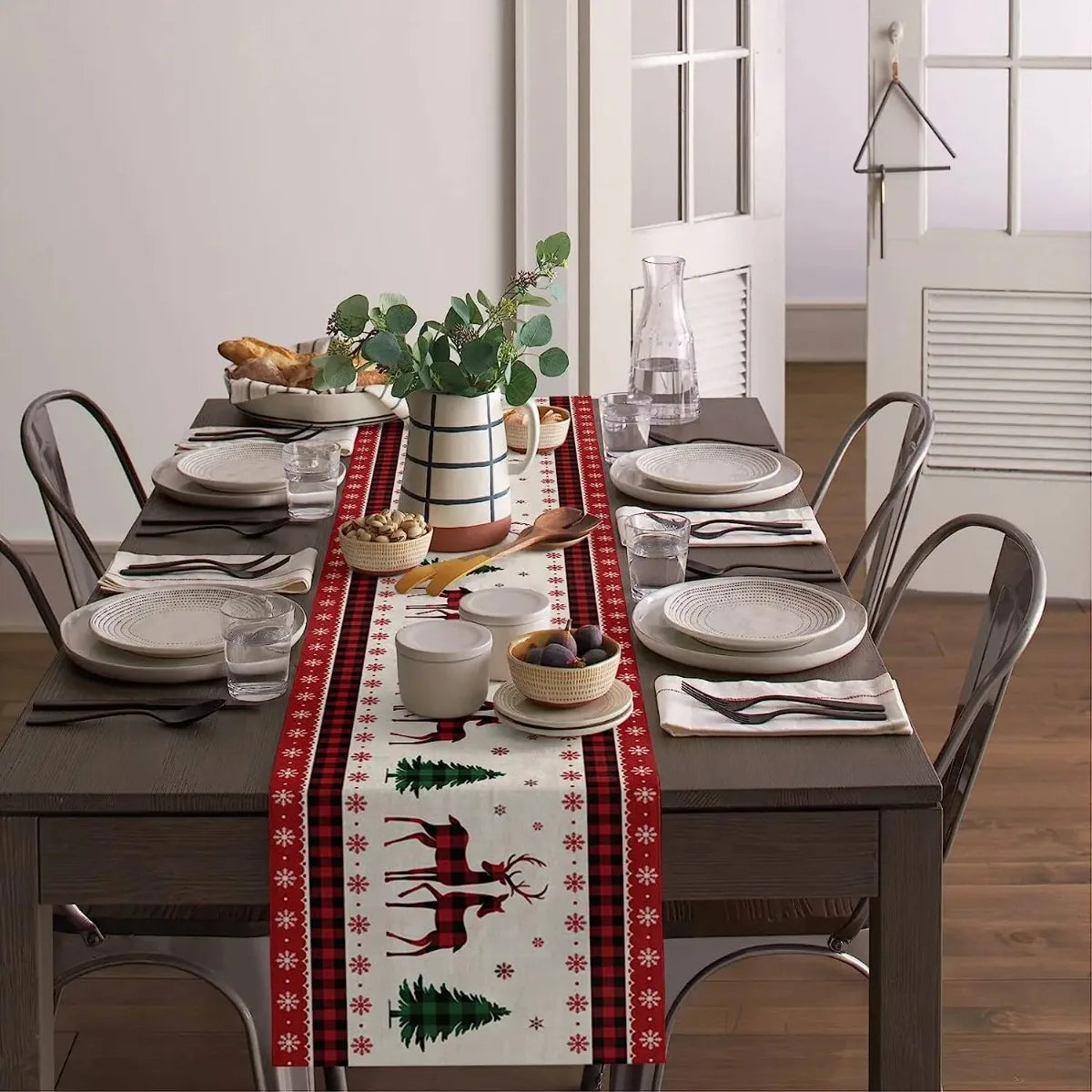 Decoração de Natal Corredores de Mesa em Linho - Natal Vercc