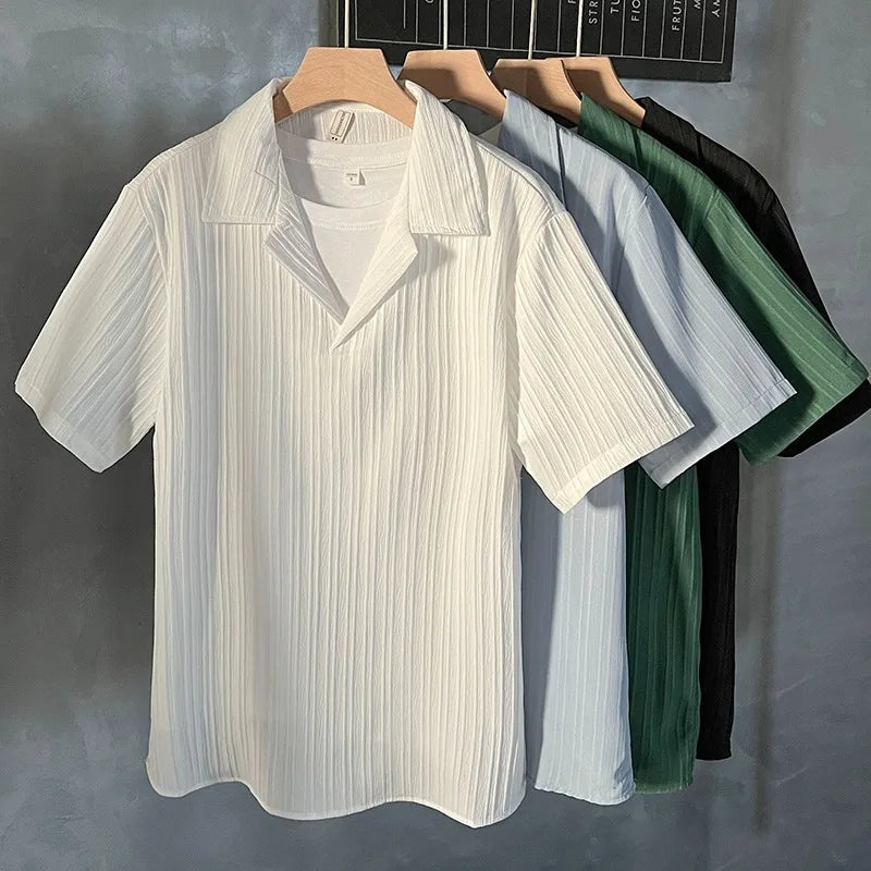 Camisa Masculina Cubana Manga Curta Básica - Estilo Praia
