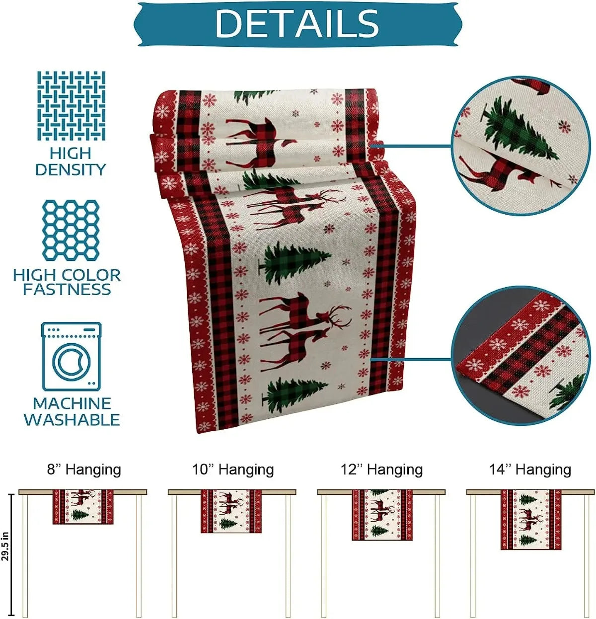 Decoração de Natal Corredores de Mesa em Linho - Natal Vercc