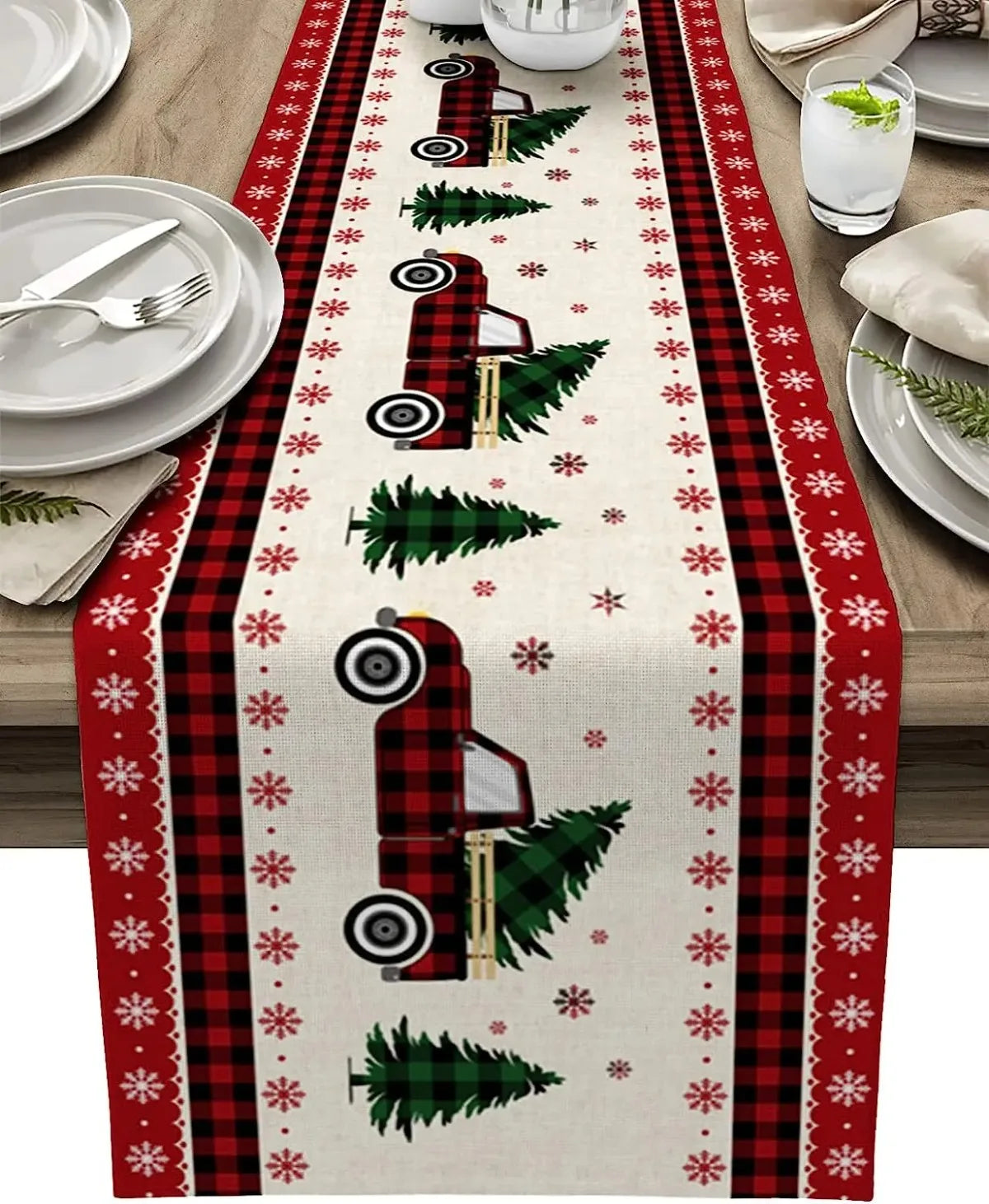 Decoração de Natal Corredores de Mesa em Linho - Natal Vercc