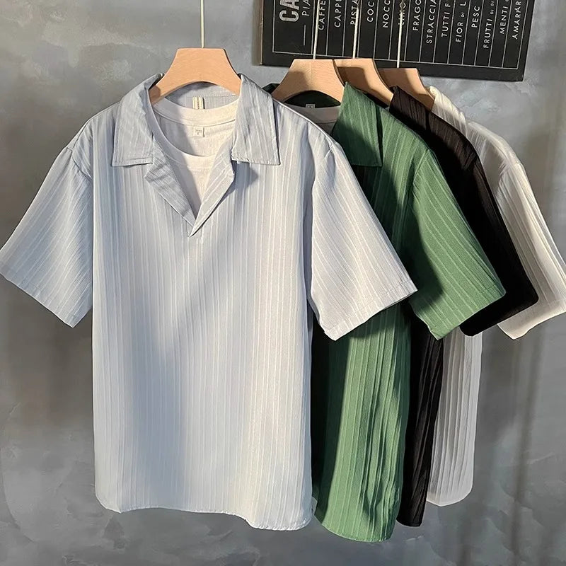 Camisa Masculina Cubana Manga Curta Básica - Estilo Praia