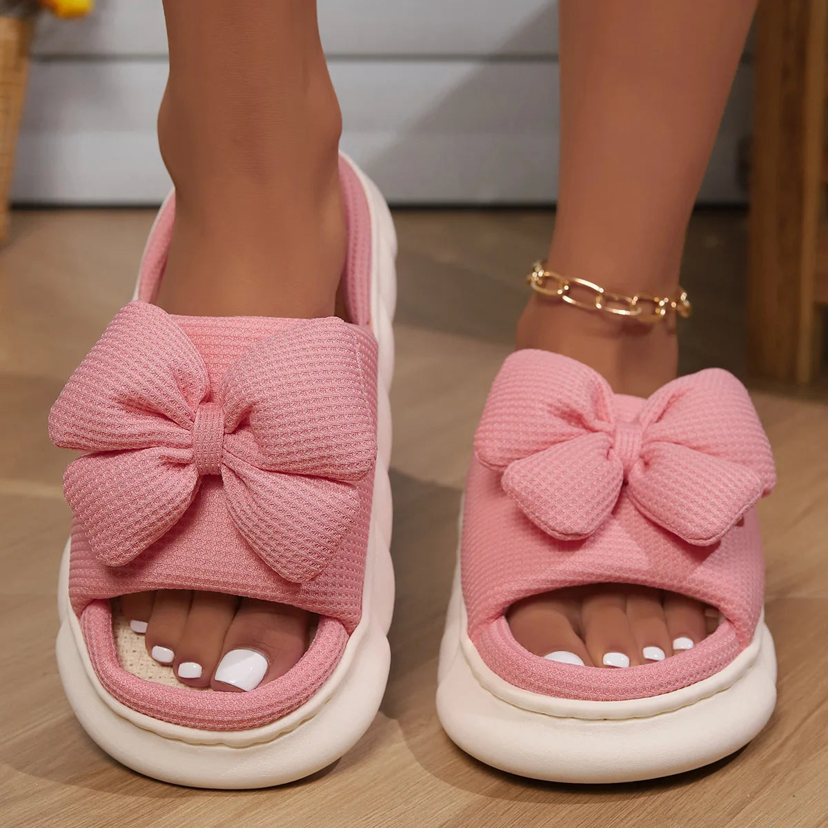 Sandália Feminina Linho Bowknot Laços Moda Vercc