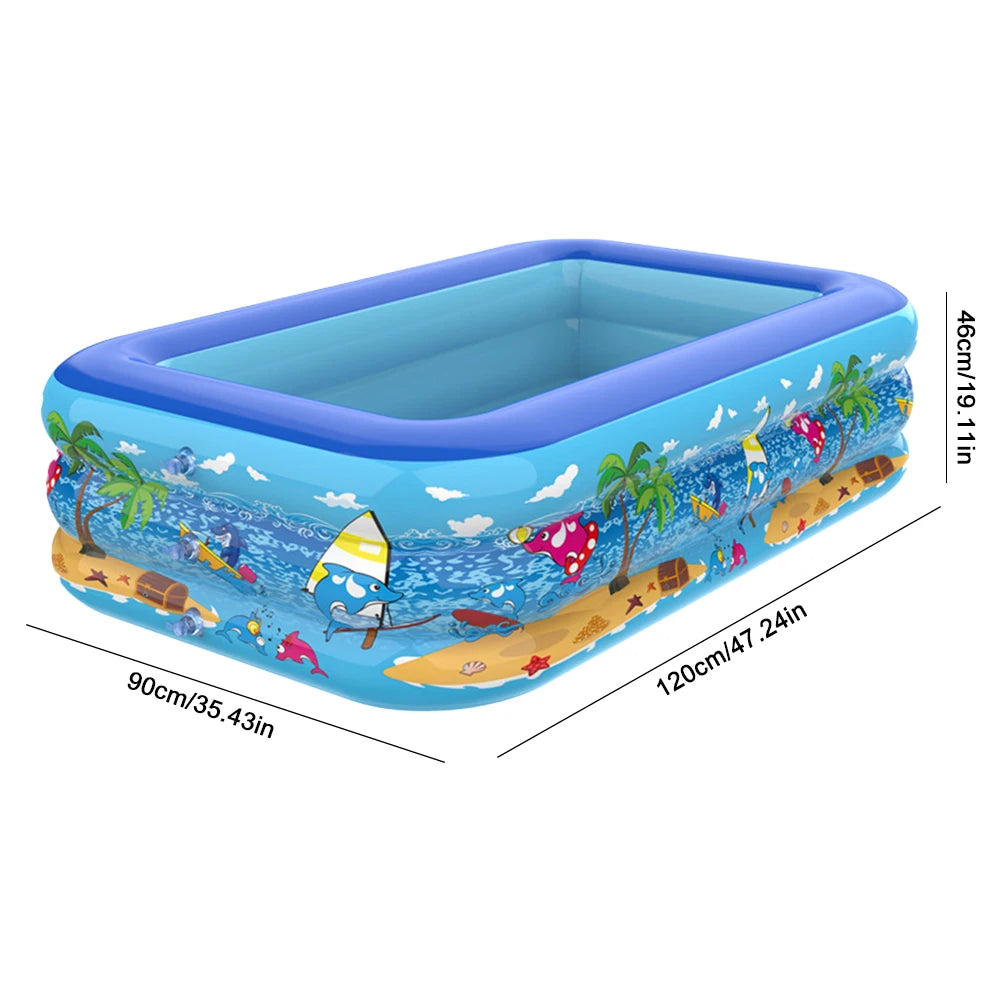 Piscina Inflável | Tamanho Família | Retangular, Perfeito ao Lazer em Família ao ar livre, 120cm
