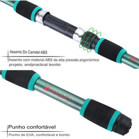 Kit Pesca Completo - Vara 1.80M e Molinete 5.2:1 + Brinde - Arrasto Max 5Kg