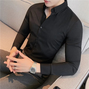 Camisa Masculina Social Britânica Elasticidade Vercc