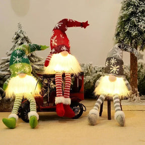 Decoração de Natal Gnomos com Led - Artesanato de Tricô - Natal Vercc