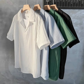Camisa Masculina Cubana Manga Curta Básica - Estilo Praia