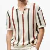Camisa Masculina Faro Polo Listrada  Casual Malha Volumosa