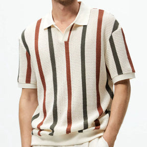 Camisa Masculina Faro Polo Listrada  Casual Malha Volumosa
