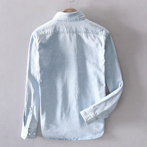 Camisa Masculina LV Básica Jeans com Linho