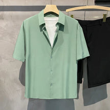 Camisa Masculina Básica Hanley Drapeado - Lapela Suave