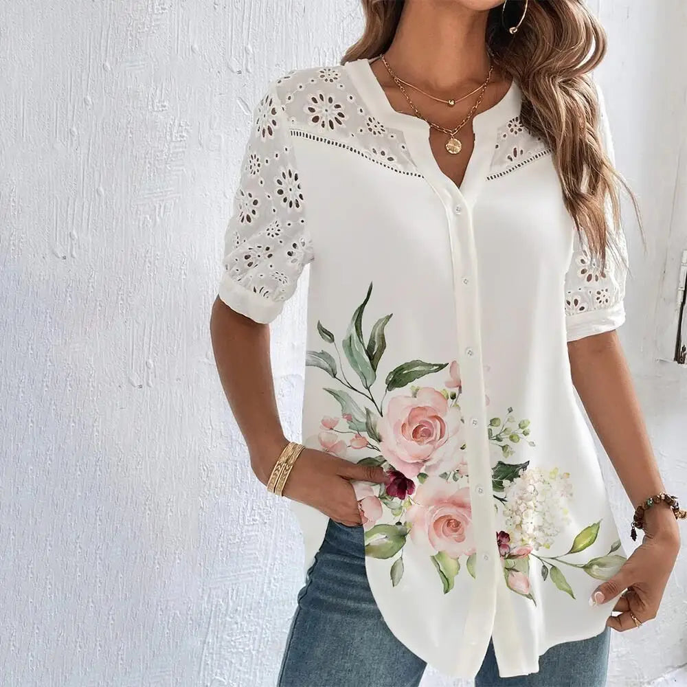 Blusa Feminina Zanzea Flowers