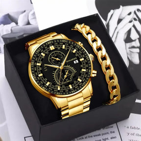 Relógio Shaarms Luxuoso + Bracelete Masculino