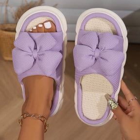 Sandália Feminina Linho Bowknot Laços Moda Vercc