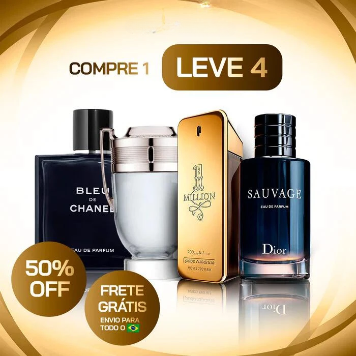 Combo 4 Perfumes Masculinos Importados (100ml) - 1 Million | Invictus | Sauvage | Bleu - Loja Vercc